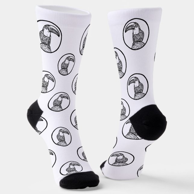 Chaussette Black and White Toucan Doodle Crew Socks (Angulaire)