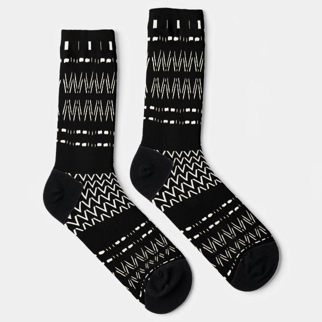 Chaussette Black And White Tribal Print Crew Socks (Droite)