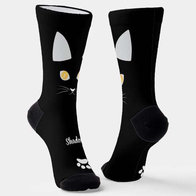 Chaussette Black Cat Socks Gift for Cat Mom & Cat Dad Lovers (Angulaire)