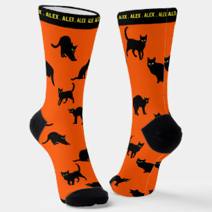 Chaussette Black cats on Orange
