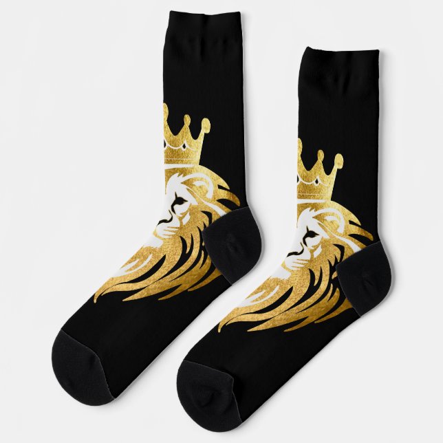 Chaussette Black Faux Gold King Lionhead tendance (Gauche)