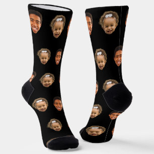 Chaussette Black Funny Custom 2 Face Photo Maman