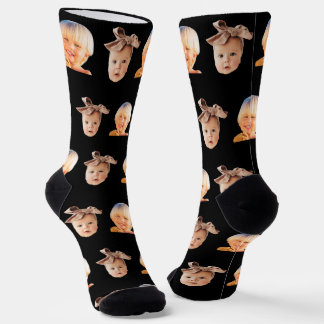 Chaussette Black Funny Personnalisé 2 Face Photo Papa