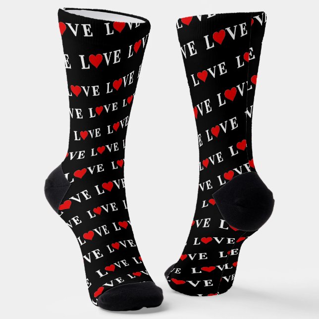 Chaussette Black LOVE Heart Elégant tendance Noir et Blanc (Angulaire)