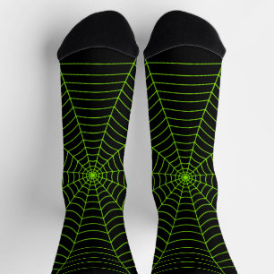 Chaussette Black neon vert toile d'araignée Halloween motif