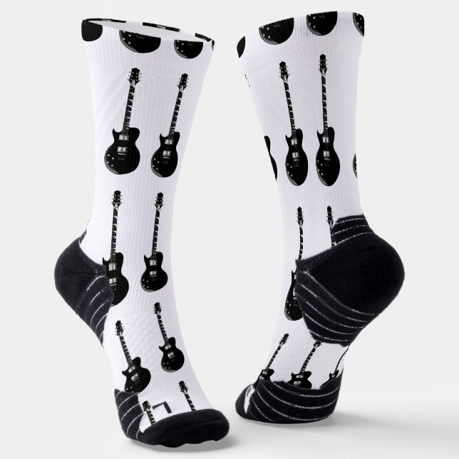 Chaussette Black & White Pop Art Guitare électrique (Angulaire)