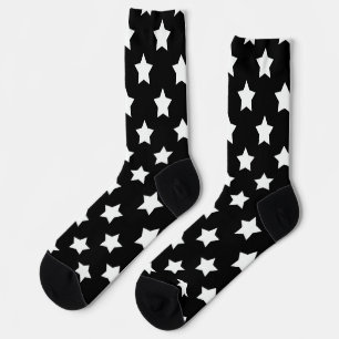 Chaussette Black White Stars Motif Décor