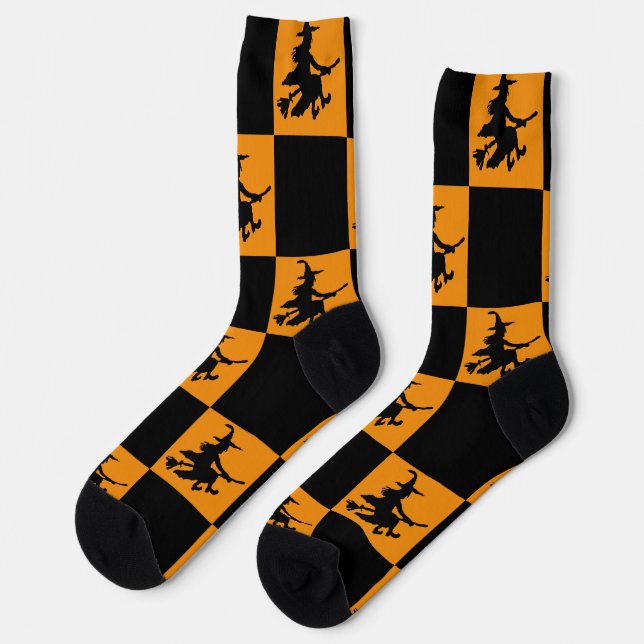 Chaussette Black Witches Black & Orange Checkered (Gauche)
