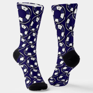 Chaussette Bleu Blanc Croisière Bateau Lifebelts Patternes