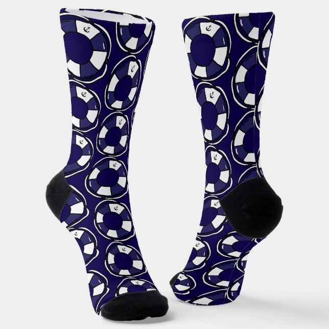 Chaussette Bleu Blanc Croisière Bateau Lifebelts Patternes (Angulaire)