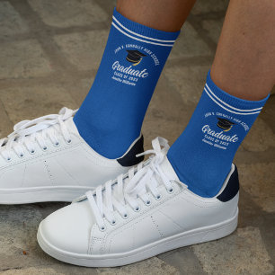 Chaussette Bleu Blanc Diplômé Personnalisé 2025 Graduation