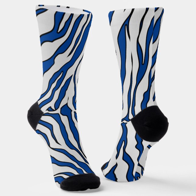 Chaussette Bleu Clair Et Blanc Tiger Stripes Poster de animal (Angulaire)