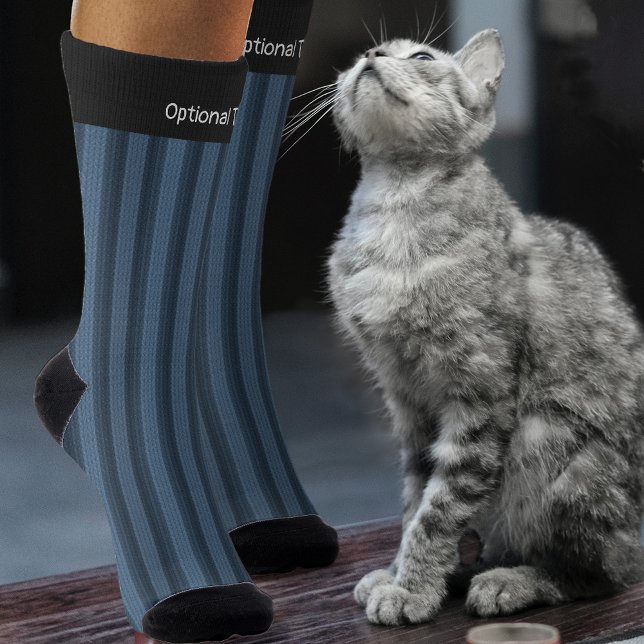 Chaussette Bleu denim Bleu Knit Look Bande verticale - Ajoute (Créateur téléchargé)