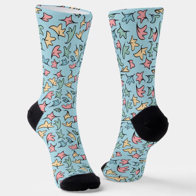 Chaussette Bleu Feuille Pastel (Angulaire)