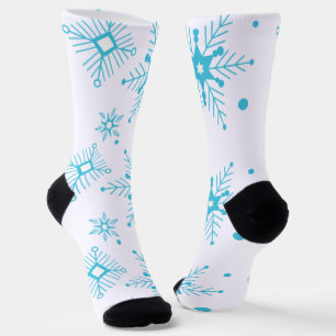 Chaussette Bleu hiver Noël Whimsical Snowflakes Patter