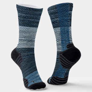 Chaussette Bleu Jean patchwork burlap.