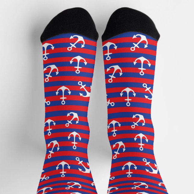 Chaussette Bleu nautique Bleu Bleu Grandes et Ancres Bateau d (Haut)