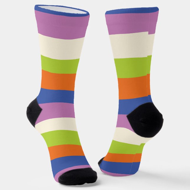Chaussette Bleu, orange, violet, vert et (Angulaire)