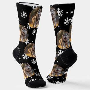 Chaussette Blob de photo personnalisé - Husky flocon de neige