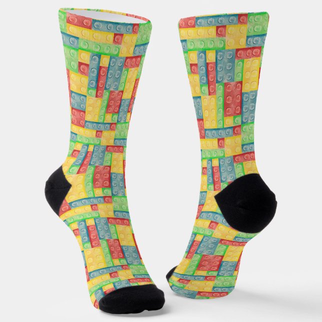 Chaussette Blocs colorés de construction en aquarelle (Angulaire)