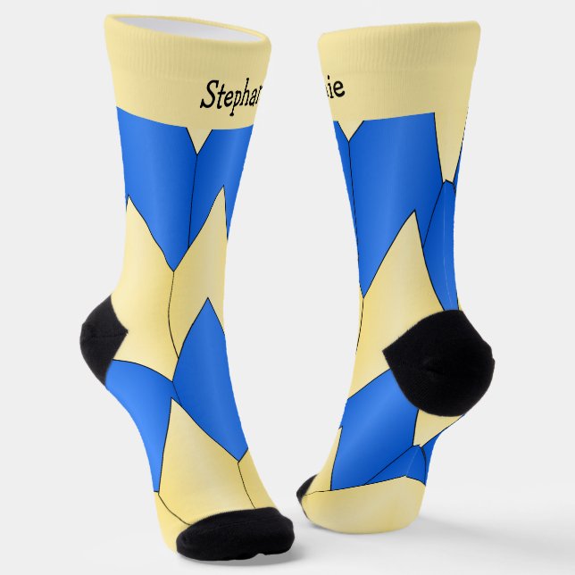Chaussette Blue Yellow Art Deco Design Socks (Angulaire)