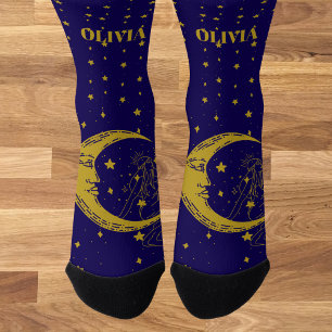 Chaussette Boho Céleste Femme Whimsical Lune Étoiles