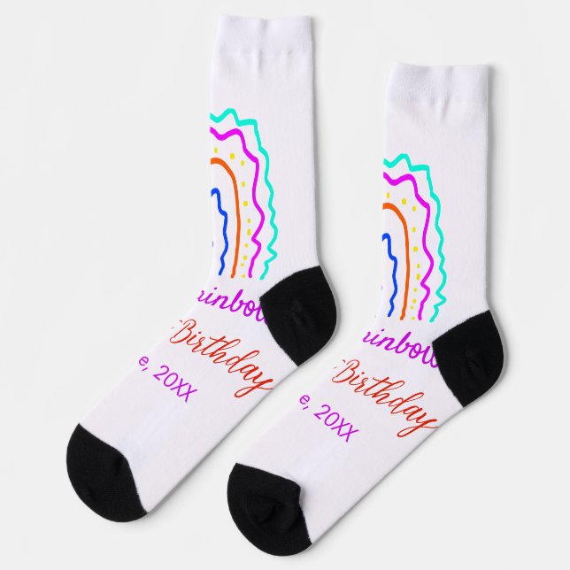 Chaussette Boho Rainbow un anniversaire enfants brillant rétr (Gauche)