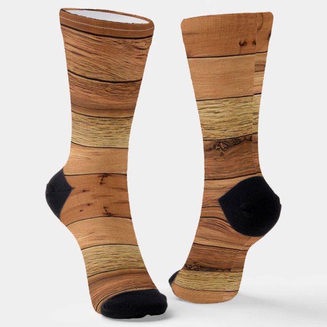 Chaussette Bois planches design brun (Angulaire)