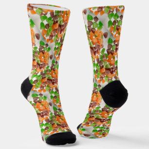 Chaussette Bonbon gomme orange vert rouge saupoudré de motif