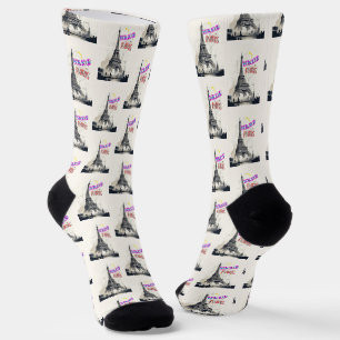 Chaussette Bonjour Paris coloré