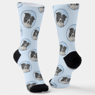 Chaussette Bordure Collie Peinture Rough Noir & Blanc Chien A