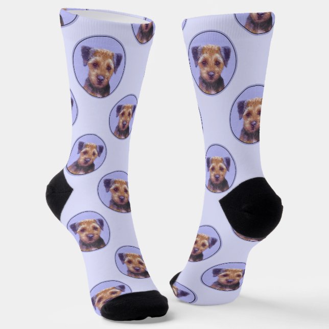 Chaussette Bordure Terrier Peinture mignonne Original Animal  (Angulaire)