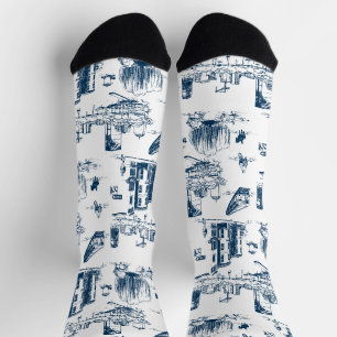 Chaussette Boston Toile Navy et White