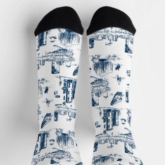 Chaussette Boston Toile Navy et White