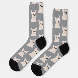 Chaussette Bouledogue Français Blanc rayé