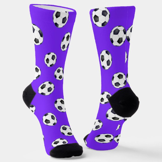 Chaussette Boules de football sur chaussettes violettes (Angulaire)