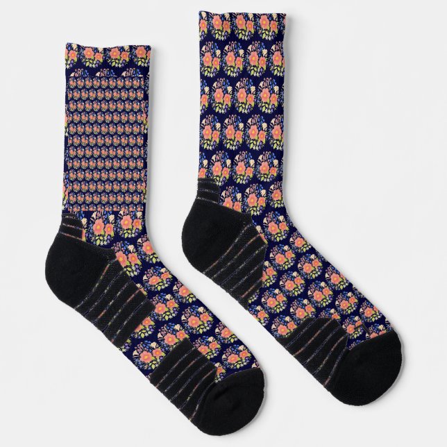 Chaussette Bouquet de fleurs Chaussettes bleu foncé (Droite)
