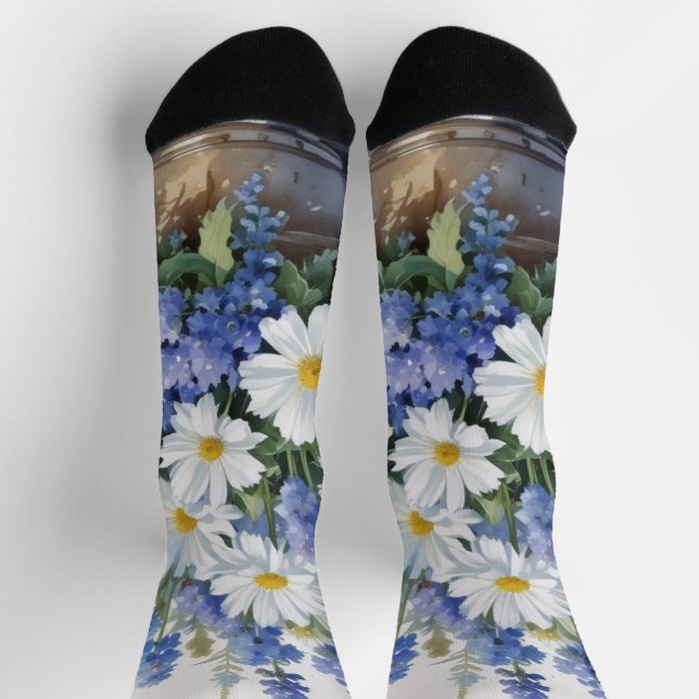 Chaussette Bouquet de fleurs Elégante aquarelle (Haut)