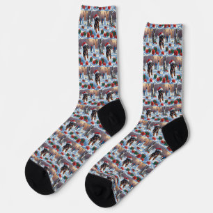 Chaussette Bouviers des Flandres Scène de neige festive de No