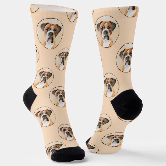 Chaussette Boxer Chien Fawn Peinture non découpée Oar Cute Ch (Angulaire)