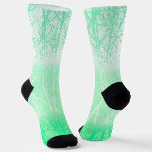 Chaussette Branches de Menthe Verte Brumeuse Givrée