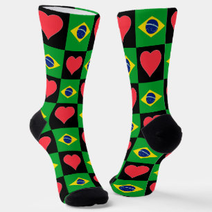 Chaussette Brésil Drapeau Coeur Motif amusant Patriotique Bré