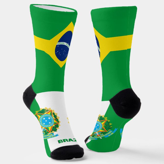 Chaussette Brésil Drapeau Patriotique, Brésil Durable (Angulaire)