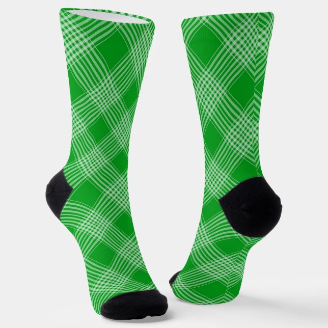 Chaussette Bright Green Plaid Checked Pattern (Angulaire)