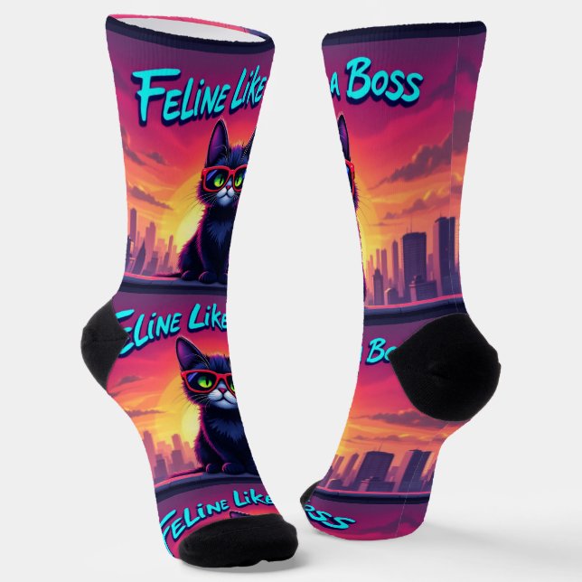 Chaussette Bright Socks RANDOPIX Feline Like A Boss 0039511 (Angulaire)