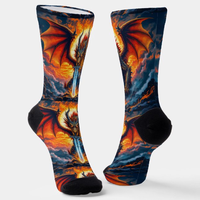 Chaussette Bright Socks UNISEX Dragon With Sword 0040758 (Angulaire)