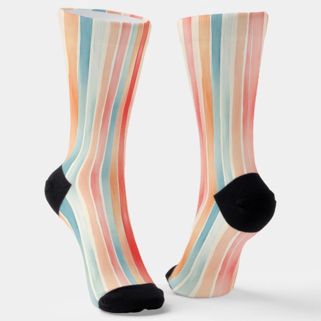 Chaussette Bright Watercolor Colorful Stripe Pattern (Angulaire)