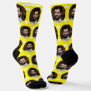 Chaussette Bright Yellow Photo of Boyfriend pour amie