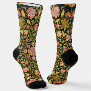 Chaussette Broderie florale indienne vintage colorée Imprimer