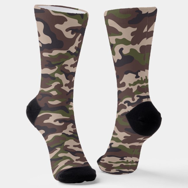 Chaussette Brown, Vert, Style Camouflage Tan (Angulaire)